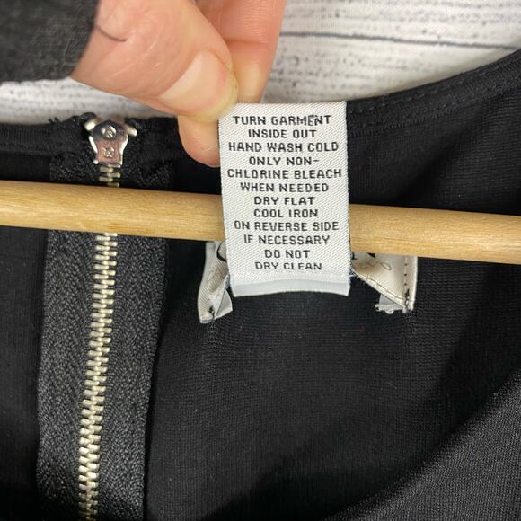 Carmen Marc Valvo Size Large LBD Black Studded Sleeveless Party Dress Stretch - Picture 8 of 8